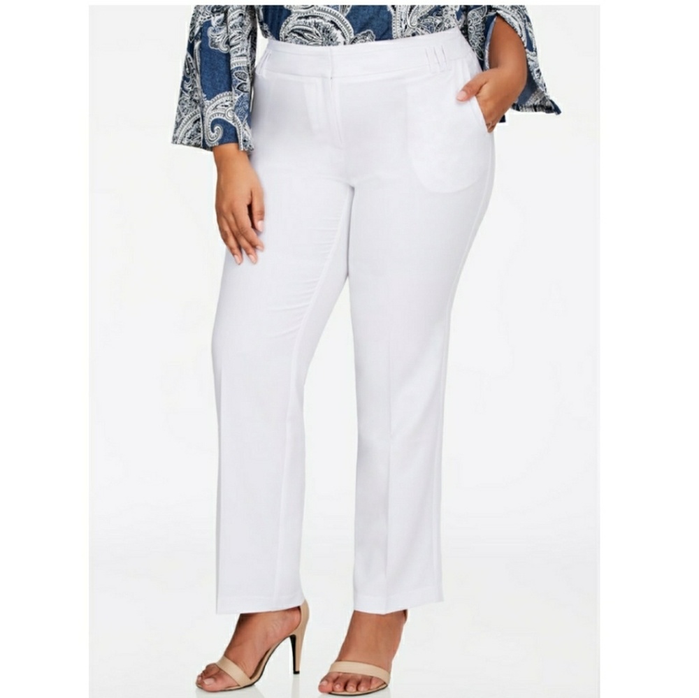 NWT Ashley Stewart Straight Leg White Pants